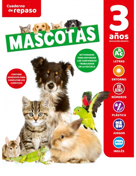 CUADERNO DE REPASO TEMATICO LUMINISCENTE 3 ANOS MASCOTAS