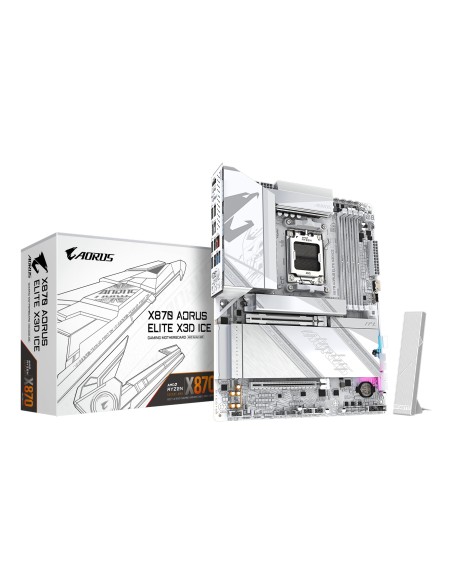 X870 AORUS ELITE X3D ICE Placa Base - Compatible con procesadores AMD Ryzen 9000, VRM digital de 16+2+2 fases, hasta 9000Hz DDR5