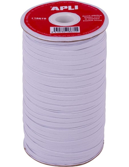 BOBINA DE GOMA ELASTICA PLANA 5MMX100M BLANCA