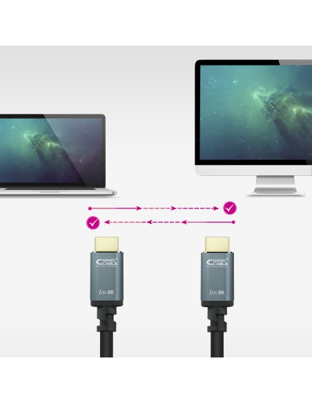 Cable HDMI 2.1 IRIS 8K A/M-A/M, Negro, 10 Metros