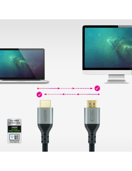 Cable HDMI 2.1 Certificado ULTRA HIGH SPEED A/M-A/M, Negro, 3 m