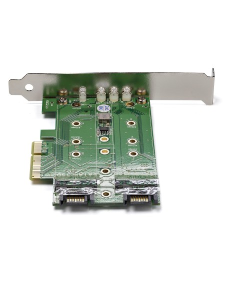 Tarjeta Adaptadora de 3 Puertos M.2 NGFF para SSD - Soporta 1x SSD M.2 PCIe NVMe - 2x SSD M.2 SATA III - Adaptador PCIe 3.0