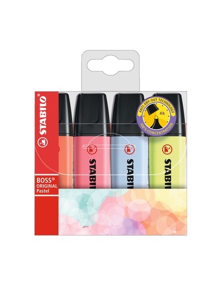 Boss Original Pastel marcador 4 pieza(s) Punta de cincel Multicolor 70/4-3 Pack 5 Unid.