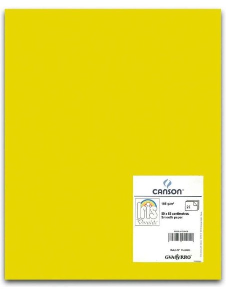 Paq 25 cartulinas 50x65 gualda iris 185 gr