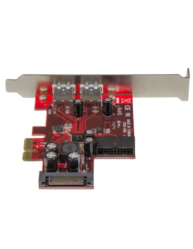 Adaptador tarjeta PCI Express de 2 puertos externos 2 internos USB 3.0 con alimentación SATA