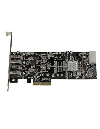 Adaptador Tarjeta PCI Express PCI-E 4 Puertos USB 3.0 UASP Bus Doble con Alimentación Molex SATA