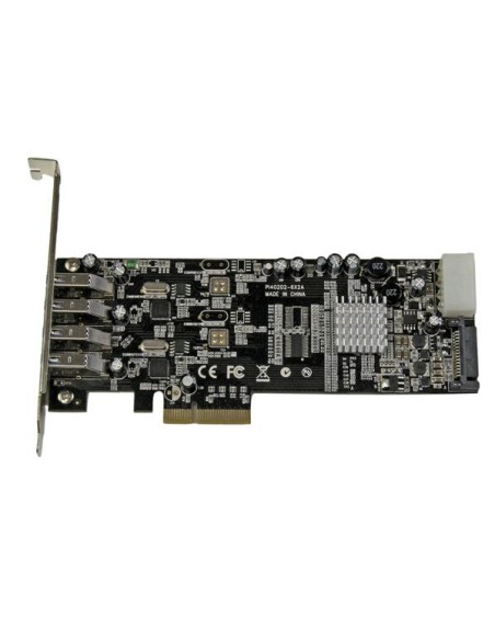 Adaptador Tarjeta PCI Express PCI-E 4 Puertos USB 3.0 UASP Bus Doble con Alimentación Molex SATA