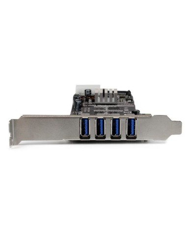 Adaptador Tarjeta PCI Express PCI-E 4 Puertos USB 3.0 UASP Bus Doble con Alimentación Molex SATA