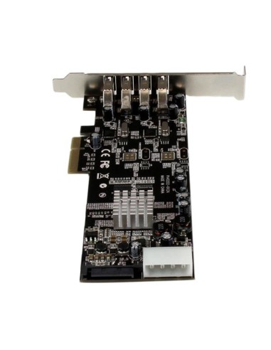 Adaptador Tarjeta PCI Express PCI-E 4 Puertos USB 3.0 UASP Bus Doble con Alimentación Molex SATA