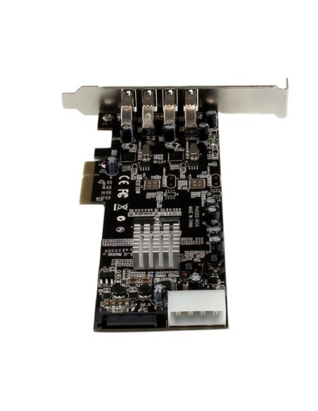 Adaptador Tarjeta PCI Express PCI-E 4 Puertos USB 3.0 UASP Bus Doble con Alimentación Molex SATA