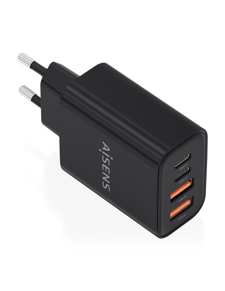 Cargador GaN 32W, 2xUSB-C PD3.0, 2xUSB-A, Negro