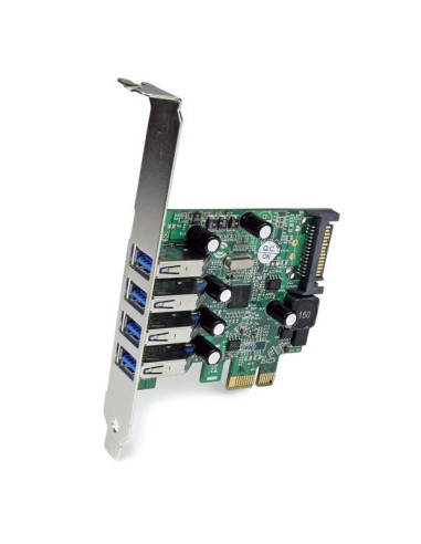 Tarjeta Adaptador PCI Express PCI-E USB 3.0 con UASP de 4 Puertos - Alimentación SATA