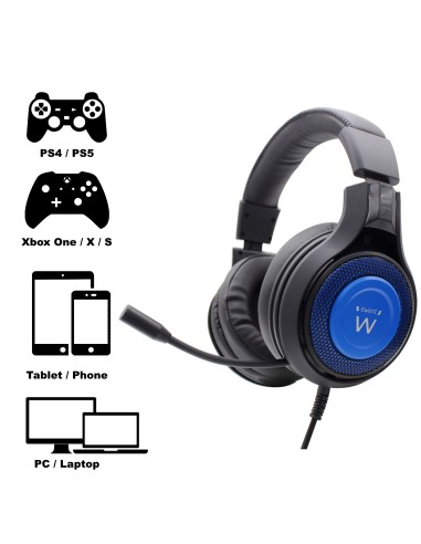 PL3322 auricular y casco Auriculares Banda para cuello Conector de 3,5 mm Negro, Azul