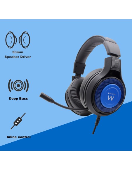 PL3322 auricular y casco Auriculares Banda para cuello Conector de 3,5 mm Negro, Azul