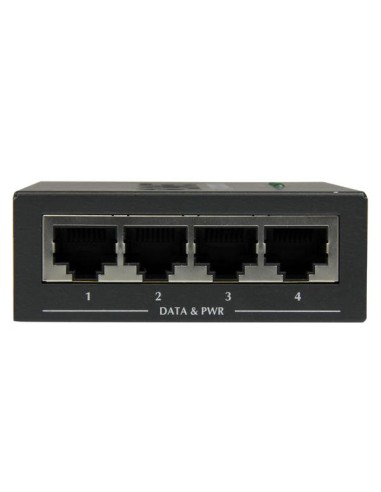 Inyector de Alimentación PoE Power over Ethernet Midspan 4 Puertos Gigabit RJ45 de Pared - 802.3 at af