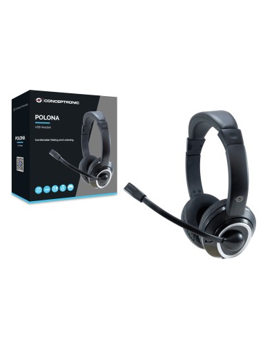 POLONA Auriculares Alámbrico Diadema Llamadas/Música USB tipo A Negro