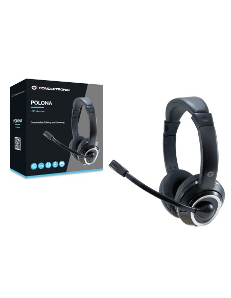 POLONA Auriculares Alámbrico Diadema Llamadas/Música USB tipo A Negro