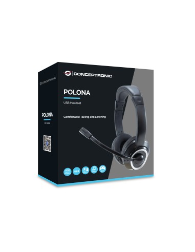 POLONA Auriculares Alámbrico Diadema Llamadas/Música USB tipo A Negro