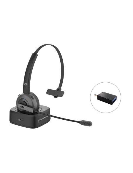 POLONA03BD auricular y casco Auriculares Inalámbrico Diadema Oficina/Centro de llamadas Bluetooth Base de carga Negro