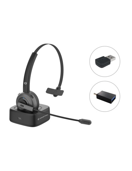 POLONA03BDA auricular y casco Auriculares Inalámbrico Diadema Oficina/Centro de llamadas Bluetooth Base de carga Negro