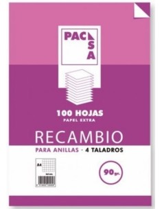RECAMBIO a4 100H 4 TALADROS 90G 1HORIZONTAL C M PACSA