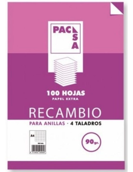 RECAMBIO a4 100H 4 TALADROS 90G 1HORIZONTAL C M PACSA RECAMBIO a4 100H 4 TALADROS 90G 1HORIZONTAL C M PACSA