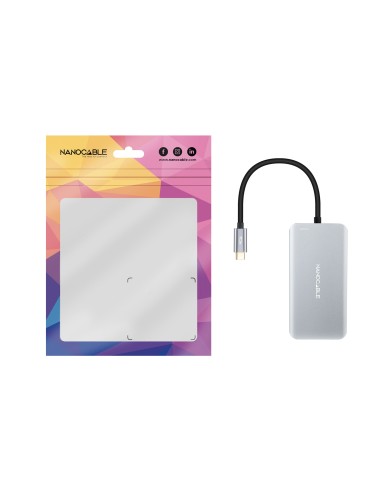 HUB USB-C 5 en 1, Conversor 3.2 GEN1 5G a 3 x USB-A 3.0 + USB-C + USB-C PD 100W, Aluminio, 15 cm, Gris