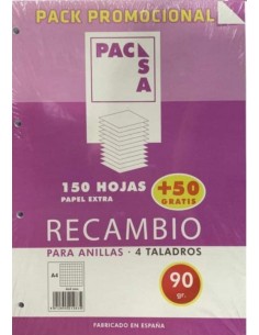 RECAMBIO A4 15050H 4 TALADROS 90G CUAD4X4 C M PACSA