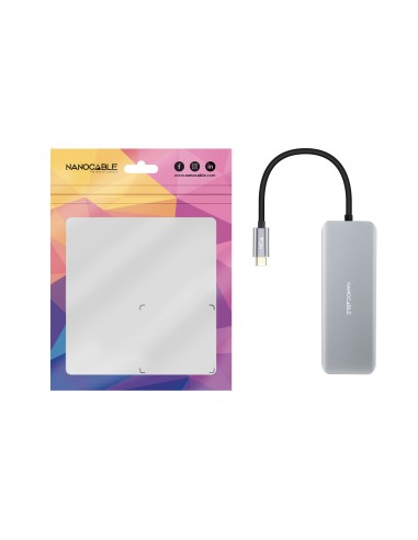 HUB USB-C 6 en 1, Conversor USB-C 3.2 GEN1 5G a 2 x USB-A + 2 x USB-C + HDMI + USB-C PD 100W, Aluminio, 15 cm, Gris