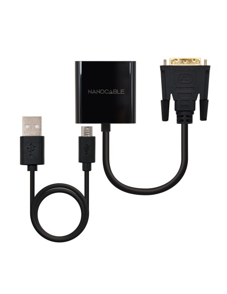 Conversor DVI 24+1/m A VGA HDB15/h, Negro, 10 cm