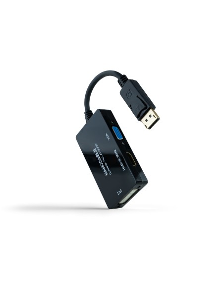 Conversor DISPLAYPORT a HDMI/DVI/VGA, 20 cm, Negro