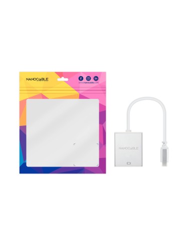 Conversor USB-C a VGA. USB-C/M-VGA/H, Aluminio 10 cm