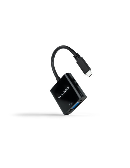 Conversor USB-C a VGA, USB-C/M-VGA/H, Negro, 10 cm