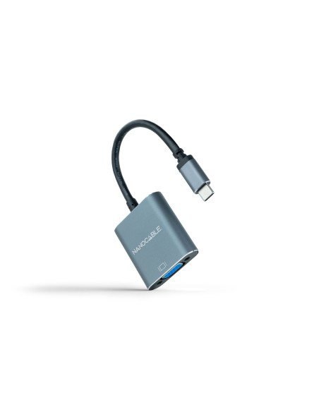 Conversor USB-C a VGA, USB-C/M-VGA/H, Aluminio, Gris, 10 cm
