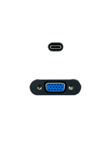 Conversor USB-C a VGA, USB-C/M-VGA/H, Aluminio, Gris, 10 cm
