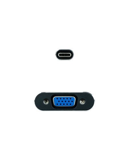 Conversor USB-C a VGA, USB-C/M-VGA/H, Aluminio, Gris, 10 cm