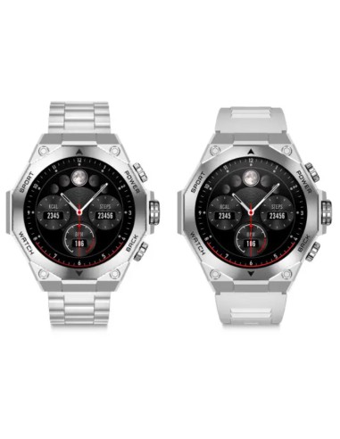 Smartwatch Titanium, Pantalla AMOLED 1,43", 2 correas, Aut. 5 días, Modos deporte y salud, Llamadas, Asistentes voz, Negro