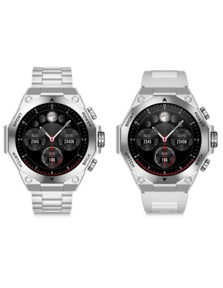 Smartwatch Titanium, Pantalla AMOLED 1,43", 2 correas, Aut. 5 días, Modos deporte y salud, Llamadas, Asistentes voz, Negro