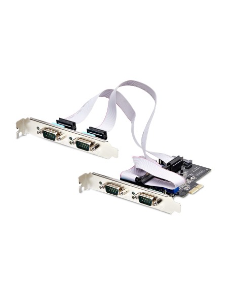 Tarjeta Serie PCI Express de 4 Puertos DB9 - Serial RS232/RS422/RS485 - TAA - UART 16C1050 - ESD de Nivel 4 - con Brackets de P