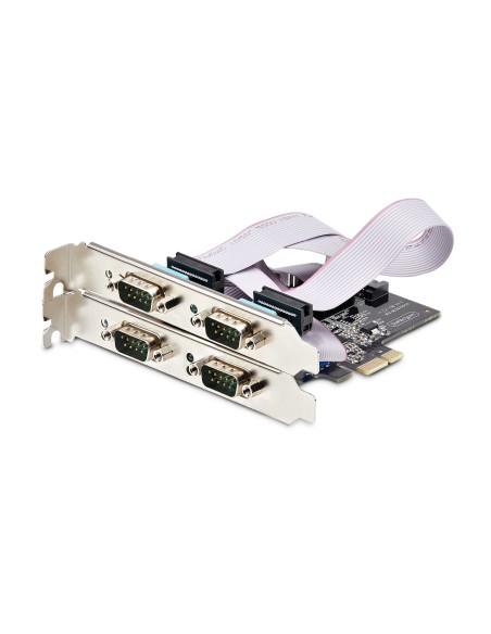 Tarjeta Serie PCI Express de 4 Puertos DB9 - Serial RS232/RS422/RS485 - TAA - UART 16C1050 - ESD de Nivel 4 - con Brackets de P