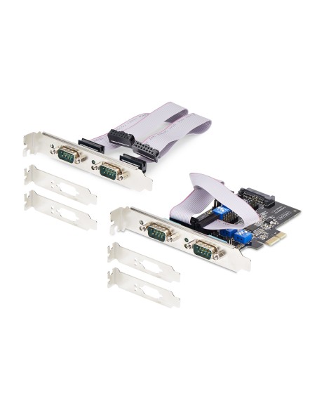 Tarjeta Serie PCI Express de 4 Puertos DB9 - Serial RS232/RS422/RS485 - TAA - UART 16C1050 - ESD de Nivel 4 - con Brackets de P