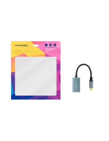 Conversor USB-C a DisplayPort 8K Aluminio, 15 cm, Gris