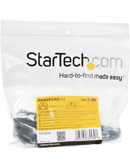 Cable de 1m de Extensión de Alimentación, C14 a C13, 10A 125V, 18AWG, Alargador de Cable de Corriente de Ordenador, IEC-320-C14