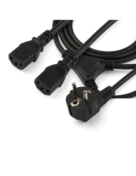 Cable de 2m de Alimentación en Y para Ordenador, 18AWG, EU Schuko a 2x C13, 10A 250V, Cable de Alimentación de CA de Repuesto, 