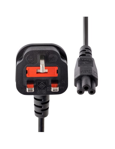 Cable de 1m de Alimentación para Portátiles, Enchufe BS1363 a C5, 2,5A 250V, 18AWG, Cable para Cargador, Cable Hoja de Trébol M