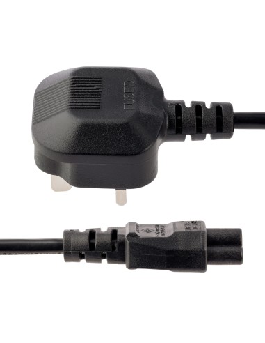 Cable de 1m de Alimentación para Portátiles, Enchufe BS1363 a C5, 2,5A 250V, 18AWG, Cable para Cargador, Cable Hoja de Trébol M