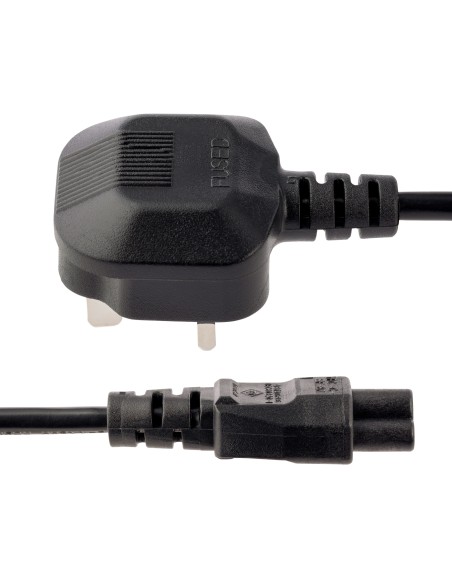 Cable de 1m de Alimentación para Portátiles, Enchufe BS1363 a C5, 2,5A 250V, 18AWG, Cable para Cargador, Cable Hoja de Trébol M