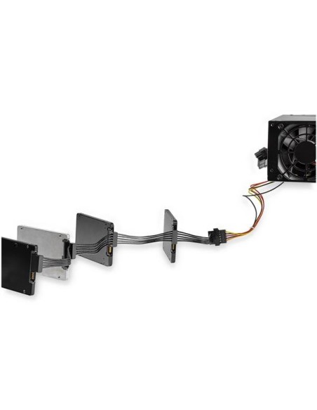 Cable Adaptador Bifurcador Divisor Splitter de Alimentación SATA de 40cm - 4x Receptáculos Hembra SATA