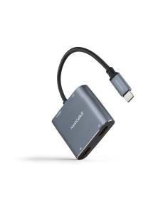 Conversor USB-C a 2xHDMI/USB2.0/PD, 15 cm, Gris