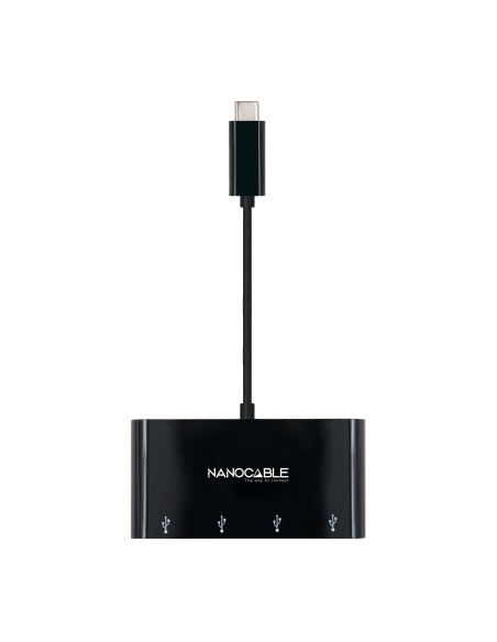 Adaptador USB-C a 4xUSB 3.0. USB-C/M-USB 3.0/H, Negro, 10 cm